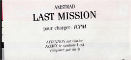 Top of cartridge artwork for Last Mission, The on the Amstrad CPC.