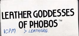 Top of cartridge artwork for Leather Goddesses of Phobos on the Amstrad CPC.