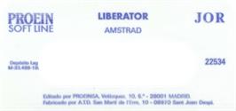 Top of cartridge artwork for Liberator on the Amstrad CPC.