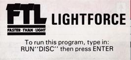 Top of cartridge artwork for Light Force on the Amstrad CPC.