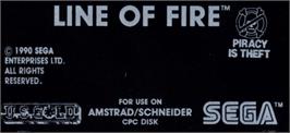 Top of cartridge artwork for Line Of Fire on the Amstrad CPC.
