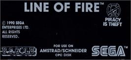 Top of cartridge artwork for Line of Fire / Bakudan Yarou on the Amstrad CPC.