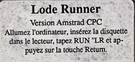 Top of cartridge artwork for Lode Runner on the Amstrad CPC.