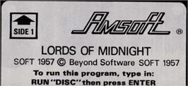 Top of cartridge artwork for Lords Of Midnight on the Amstrad CPC.