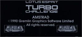 Top of cartridge artwork for Lotus Esprit Turbo Challenge on the Amstrad CPC.