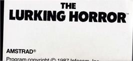 Top of cartridge artwork for Lurking Horror, The on the Amstrad CPC.