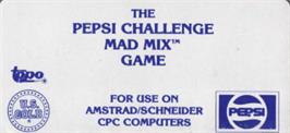Top of cartridge artwork for Mad Mix Game - The Pepsi Challenge on the Amstrad CPC.