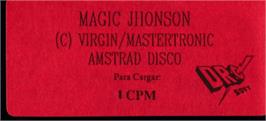 Top of cartridge artwork for Magic Johnson's Basketball on the Amstrad CPC.