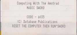 Top of cartridge artwork for Magic Sword, The on the Amstrad CPC.