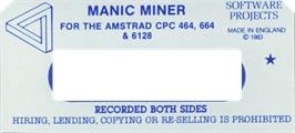 Top of cartridge artwork for Manic Miner on the Amstrad CPC.