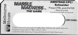 Top of cartridge artwork for Marble Madness Deluxe Edition on the Amstrad CPC.