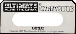 Top of cartridge artwork for Martianoids on the Amstrad CPC.