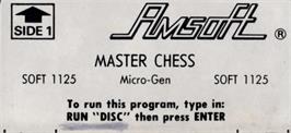 Top of cartridge artwork for Master Chess (Mastertronic) on the Amstrad CPC.