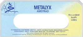 Top of cartridge artwork for Metalyx on the Amstrad CPC.