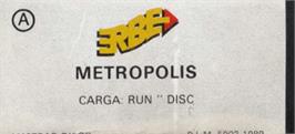 Top of cartridge artwork for Metropolis (Topo Soft) on the Amstrad CPC.