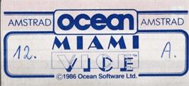 Top of cartridge artwork for Miami Vice on the Amstrad CPC.