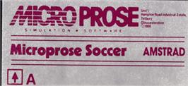 Top of cartridge artwork for Microprose Soccer on the Amstrad CPC.