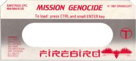 Top of cartridge artwork for Mission Genocide on the Amstrad CPC.
