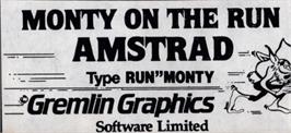 Top of cartridge artwork for Monty on the Run on the Amstrad CPC.