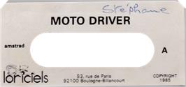 Top of cartridge artwork for Moto Driver on the Amstrad CPC.