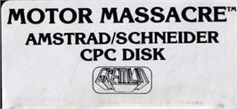 Top of cartridge artwork for Motor Massacre on the Amstrad CPC.
