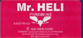 Top of cartridge artwork for Mr. Heli on the Amstrad CPC.
