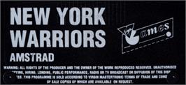 Top of cartridge artwork for New York Warriors on the Amstrad CPC.