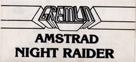 Top of cartridge artwork for Night Raider on the Amstrad CPC.