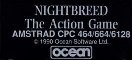Top of cartridge artwork for Nightbreed - The Action Game on the Amstrad CPC.