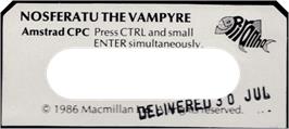 Top of cartridge artwork for Nosferatu the Vampyre on the Amstrad CPC.