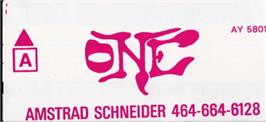 Top of cartridge artwork for One on the Amstrad CPC.