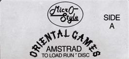 Top of cartridge artwork for Oriental Games on the Amstrad CPC.