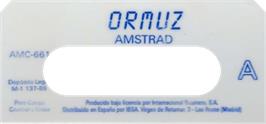 Top of cartridge artwork for Ormuz on the Amstrad CPC.