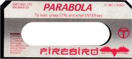 Top of cartridge artwork for Parabola on the Amstrad CPC.