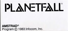 Top of cartridge artwork for Planetfall on the Amstrad CPC.
