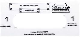 Top of cartridge artwork for Poder Oscuro, El on the Amstrad CPC.
