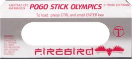 Top of cartridge artwork for Pogostick Olympics on the Amstrad CPC.