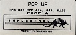 Top of cartridge artwork for Pop-Up on the Amstrad CPC.