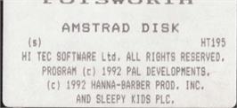 Top of cartridge artwork for Potsworth And Co. on the Amstrad CPC.