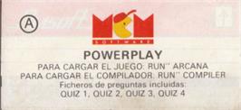 Top of cartridge artwork for Powerplay: The Game of the Gods on the Amstrad CPC.