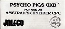 Top of cartridge artwork for Psycho Pigs UXB on the Amstrad CPC.