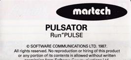 Top of cartridge artwork for Pulsator on the Amstrad CPC.