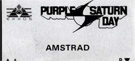 Top of cartridge artwork for Purple Saturn Day on the Amstrad CPC.