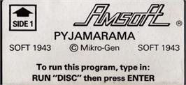 Top of cartridge artwork for Pyjamarama on the Amstrad CPC.