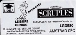 Top of cartridge artwork for Question Of Scruples, A on the Amstrad CPC.