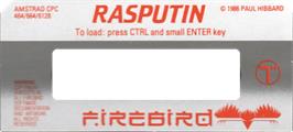 Top of cartridge artwork for Rasputin on the Amstrad CPC.