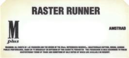 Top of cartridge artwork for Raster Runner on the Amstrad CPC.