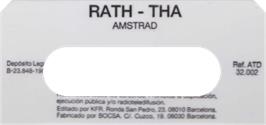 Top of cartridge artwork for Rath-Tha on the Amstrad CPC.