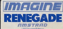 Top of cartridge artwork for Renegade on the Amstrad CPC.