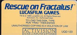 Top of cartridge artwork for Rescue on Fractalus! on the Amstrad CPC.